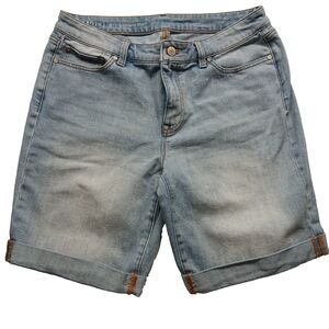 Talbots Women's Flawless Girlfriend Lightwash Cuffed Denim Blue Jean Shorts 8